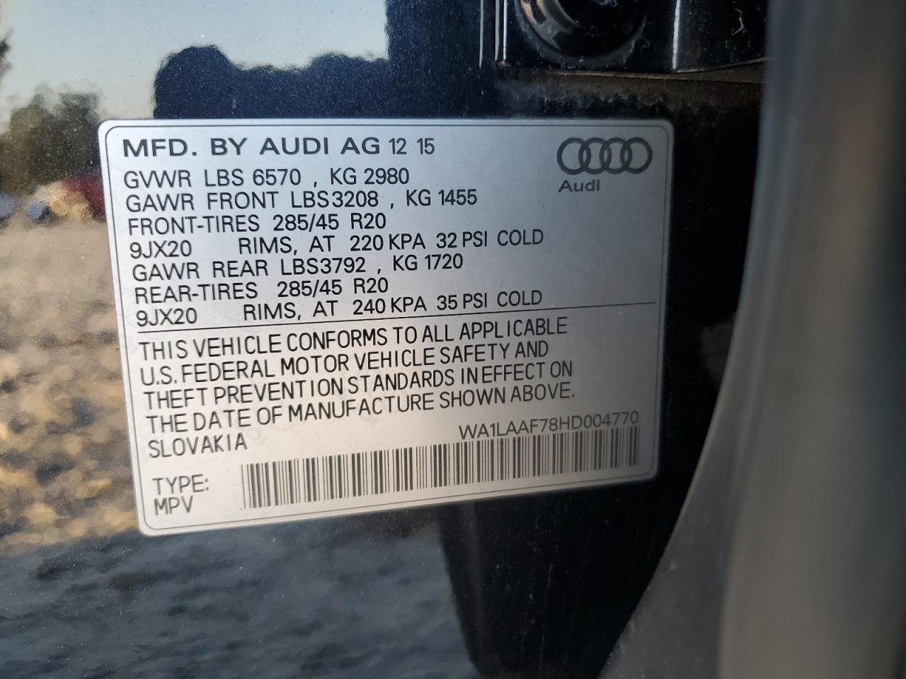 WA1LAAF78HD004770 2017 Audi Q7 Premium Plus