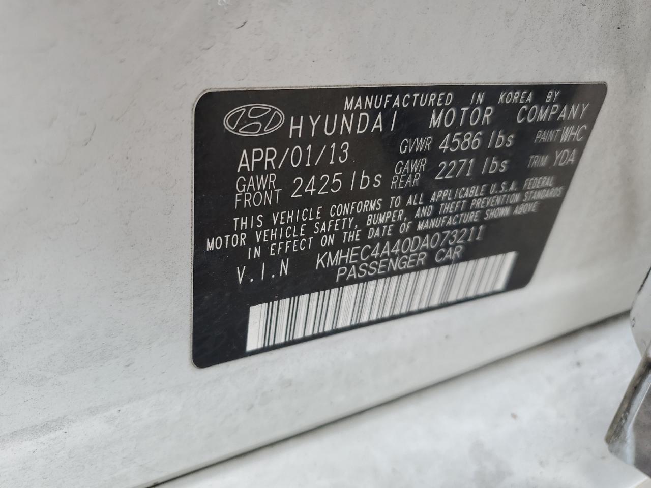 2013 Hyundai Sonata Hybrid VIN: KMHEC4A40DA073211 Lot: 68126334