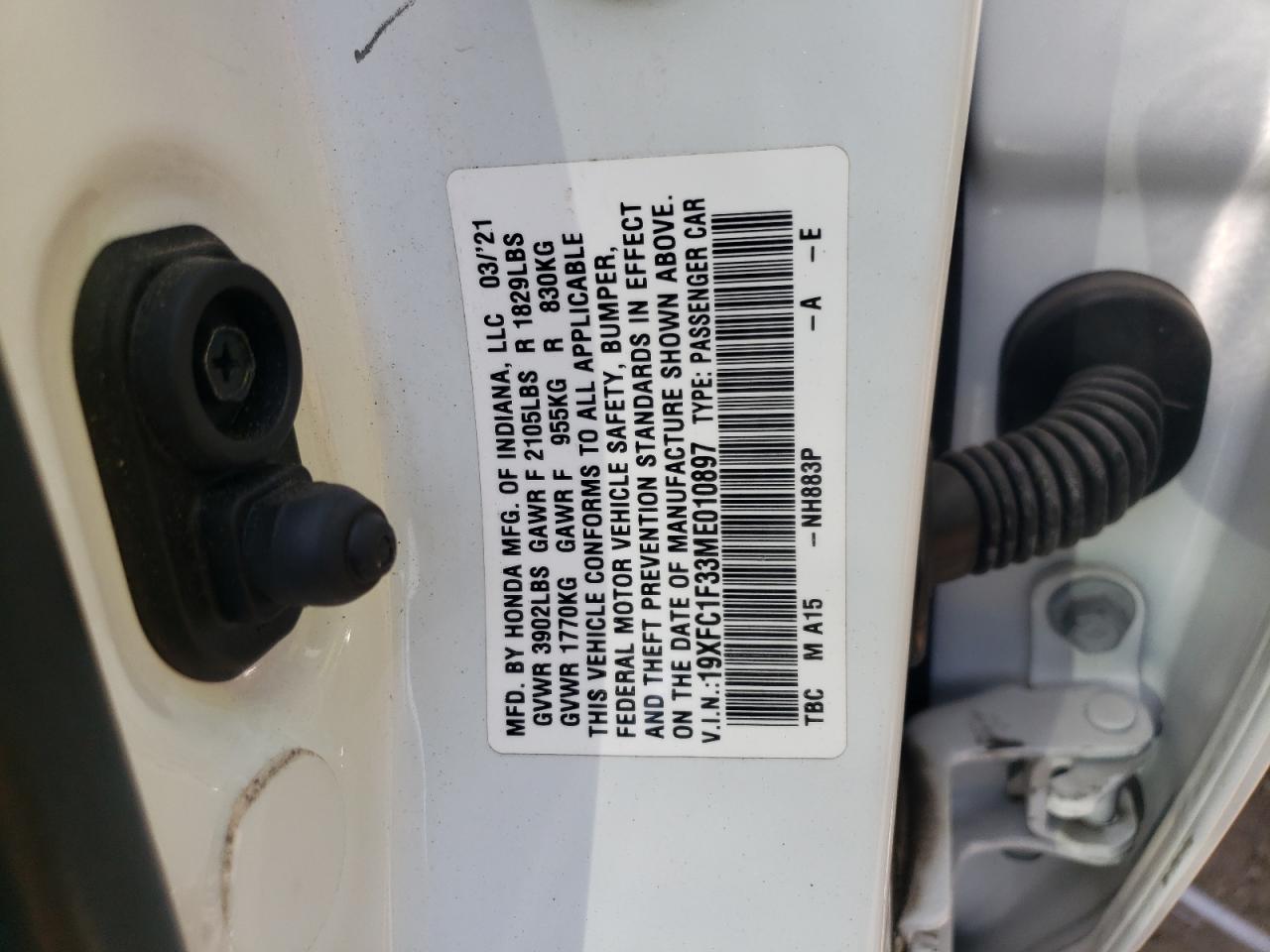 19XFC1F33ME010897 2021 Honda Civic Ex
