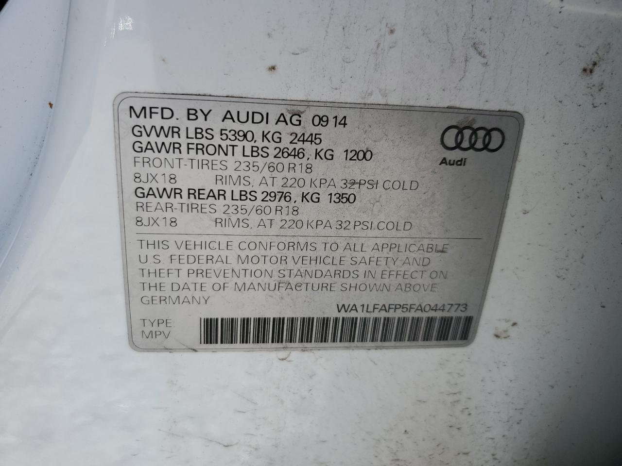 WA1LFAFP5FA044773 2015 Audi Q5 Premium Plus