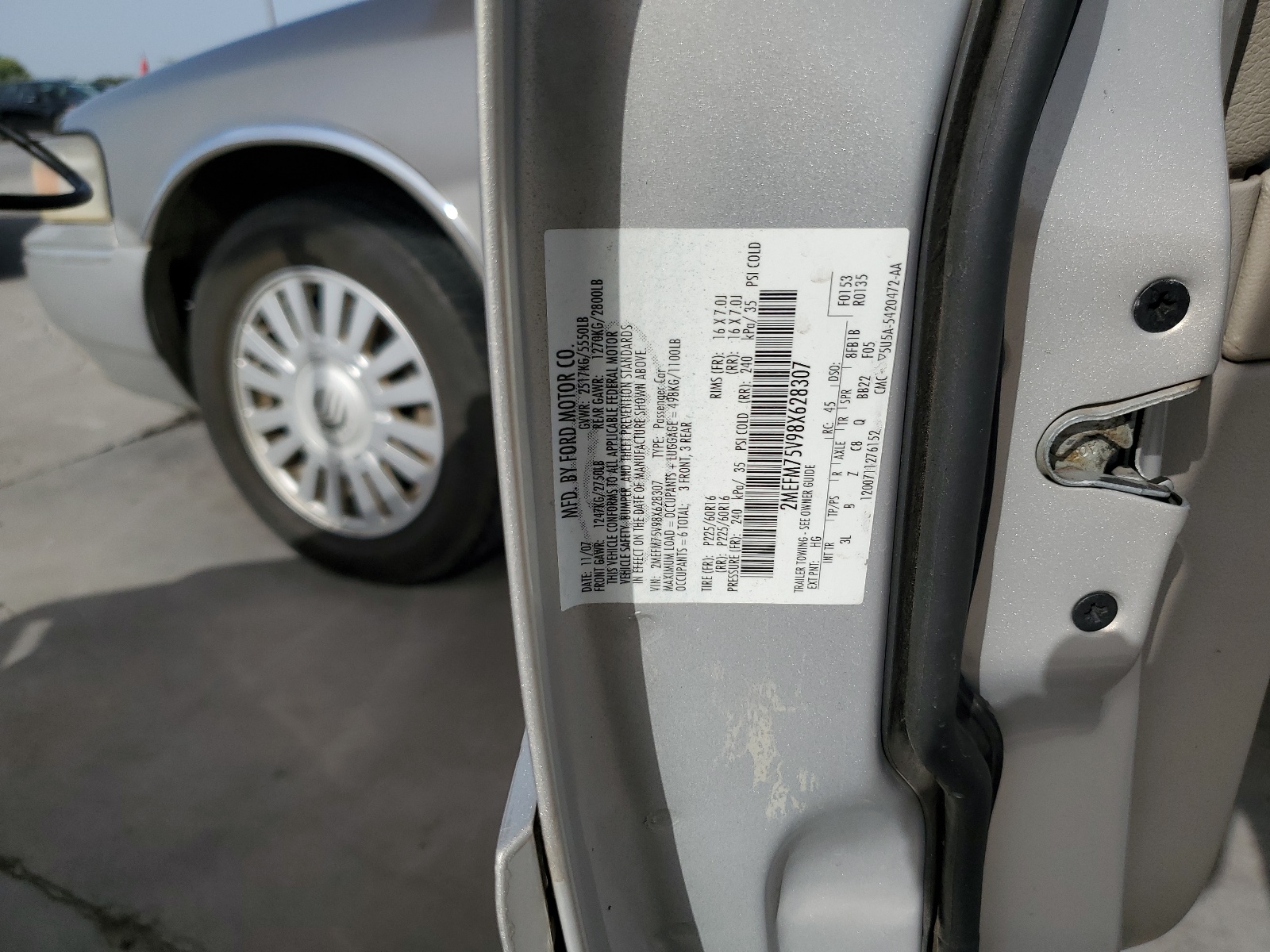 2MEFM75V98X628307 2008 Mercury Grand Marquis Ls