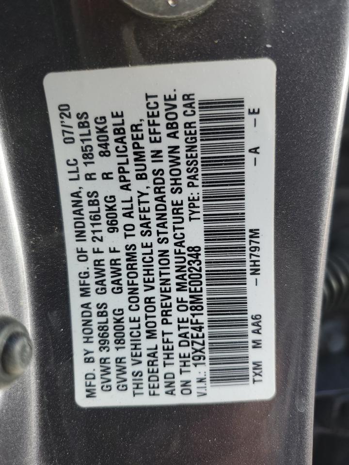 2021 Honda Insight Lx VIN: 19XZE4F18ME002348 Lot: 67350994