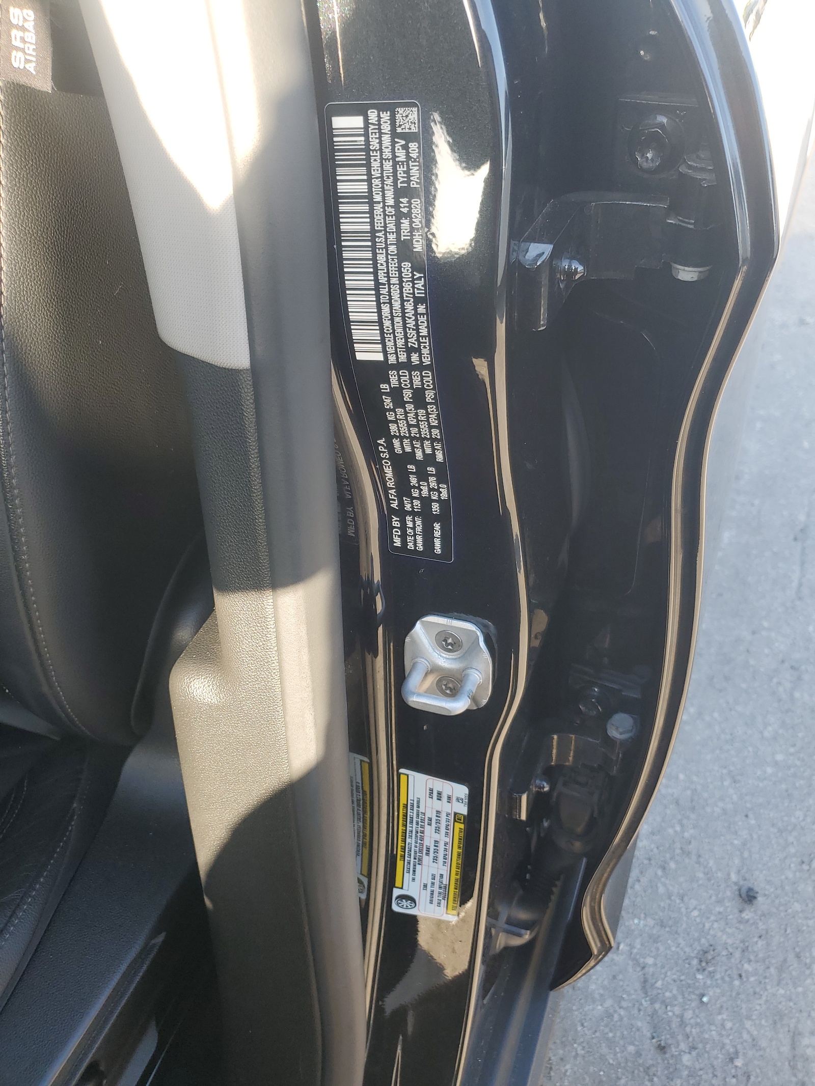 ZASFAKAN6J7B61059 2018 Alfa Romeo Stelvio