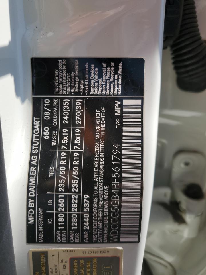 2011 Mercedes-Benz Glk 350 VIN: WDCGG5GB4BF561794 Lot: 69125324