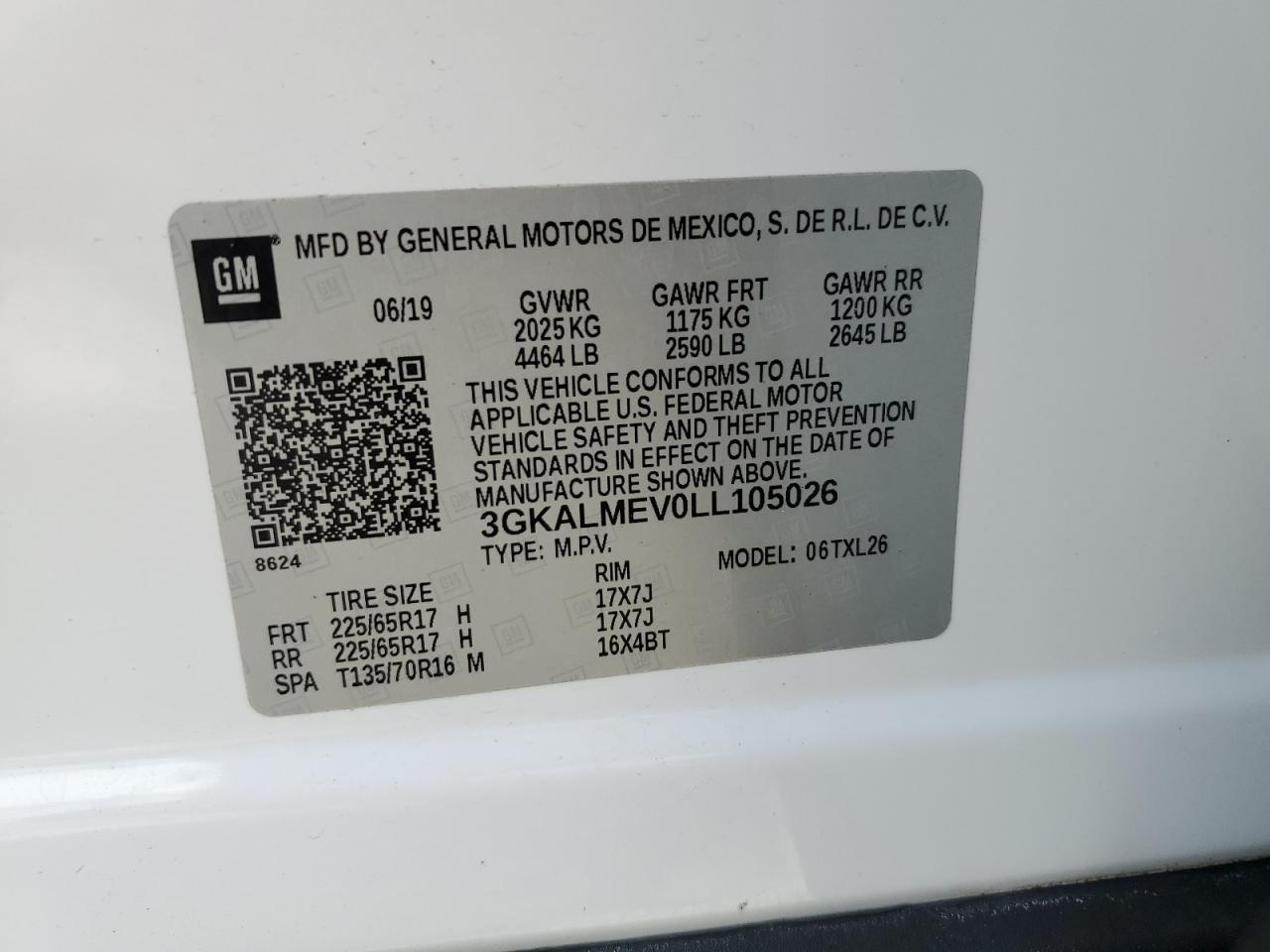 2020 GMC Terrain Sle VIN: 3GKALMEV0LL105026 Lot: 68840134