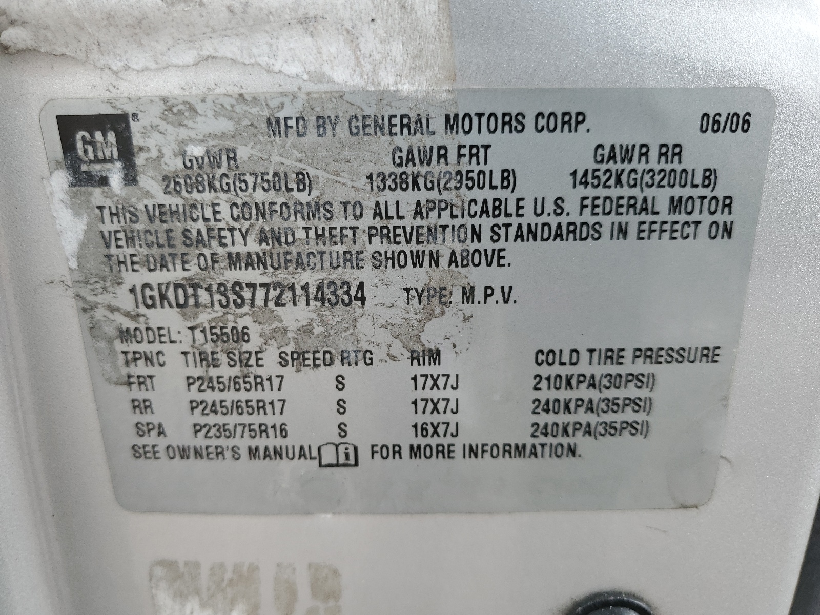 1GKDT13S772114334 2007 GMC Envoy