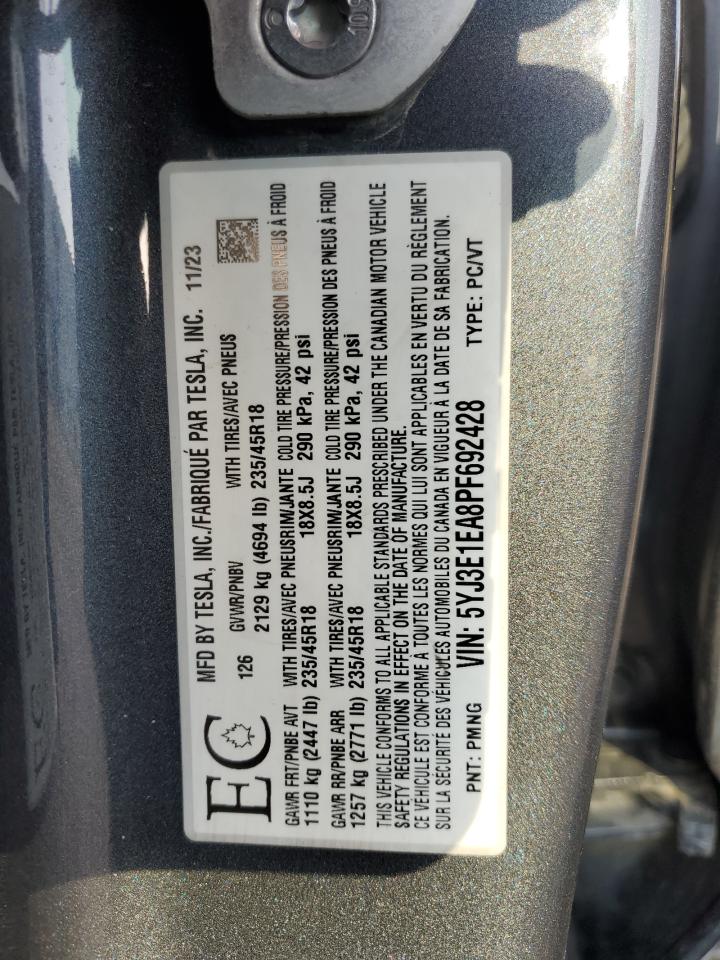 5YJ3E1EA8PF692428 2023 Tesla Model 3