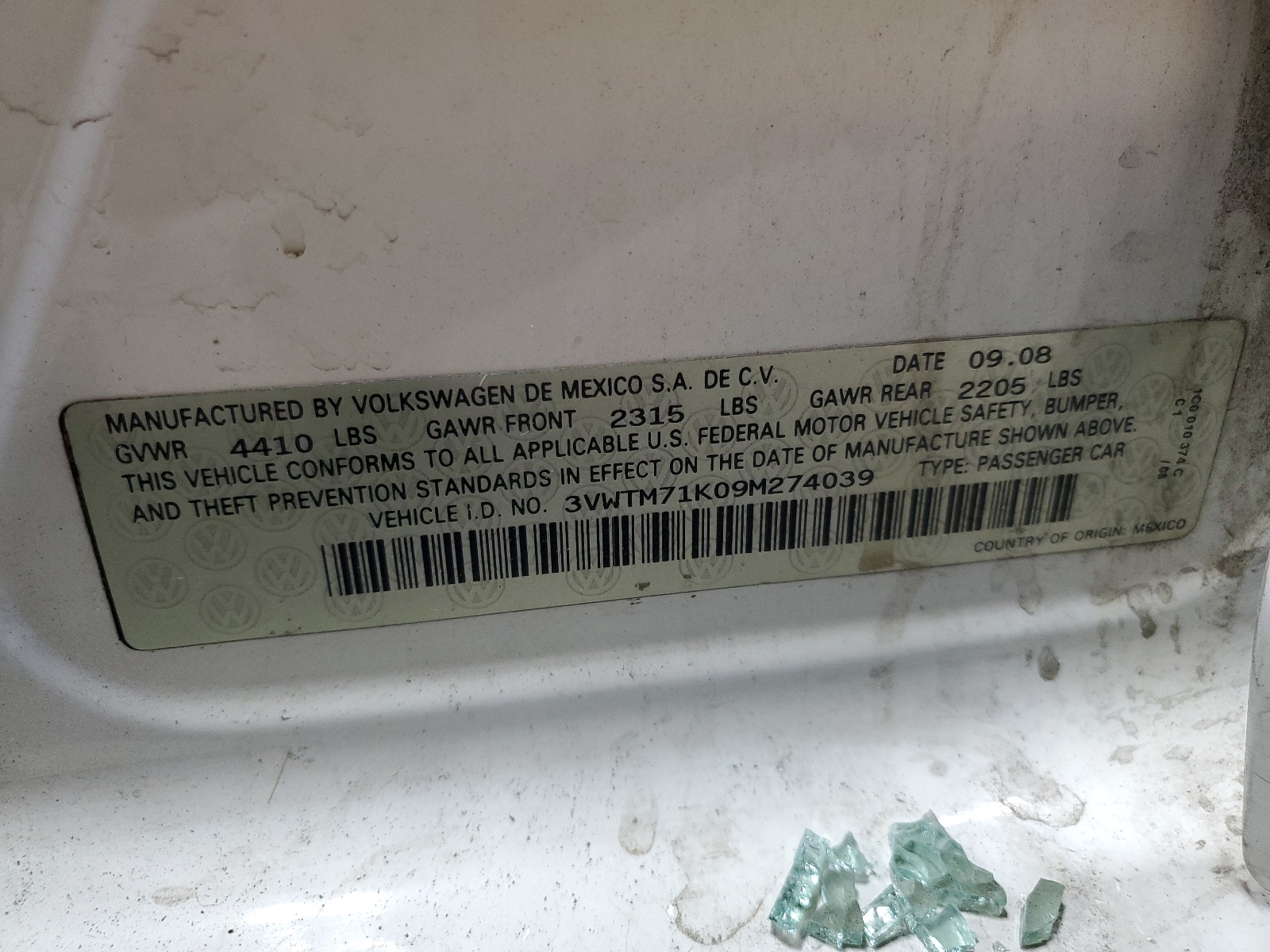 3VWTM71K09M274039 2009 Volkswagen Jetta Se