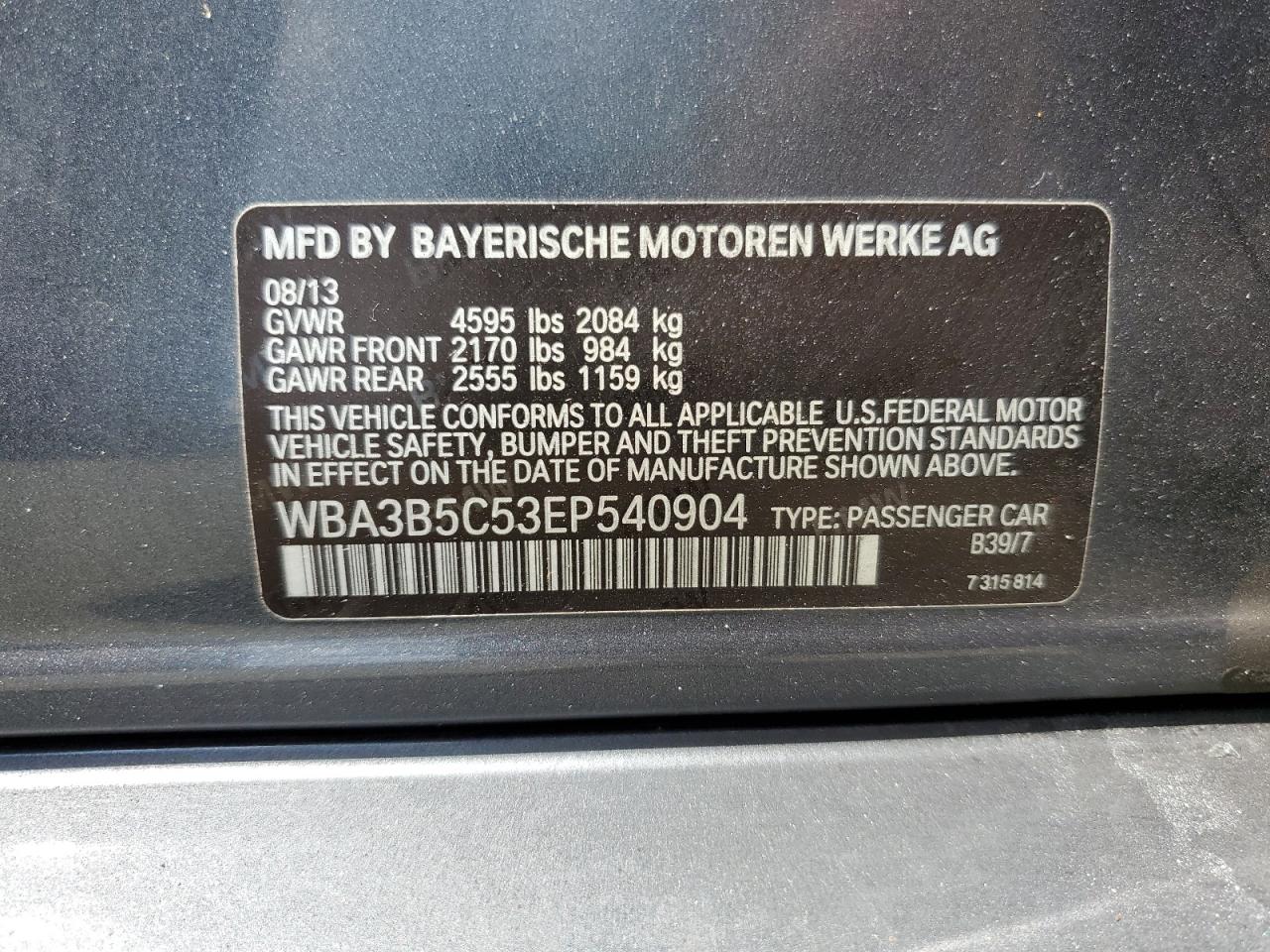 WBA3B5C53EP540904 2014 BMW 328 Xi Sulev