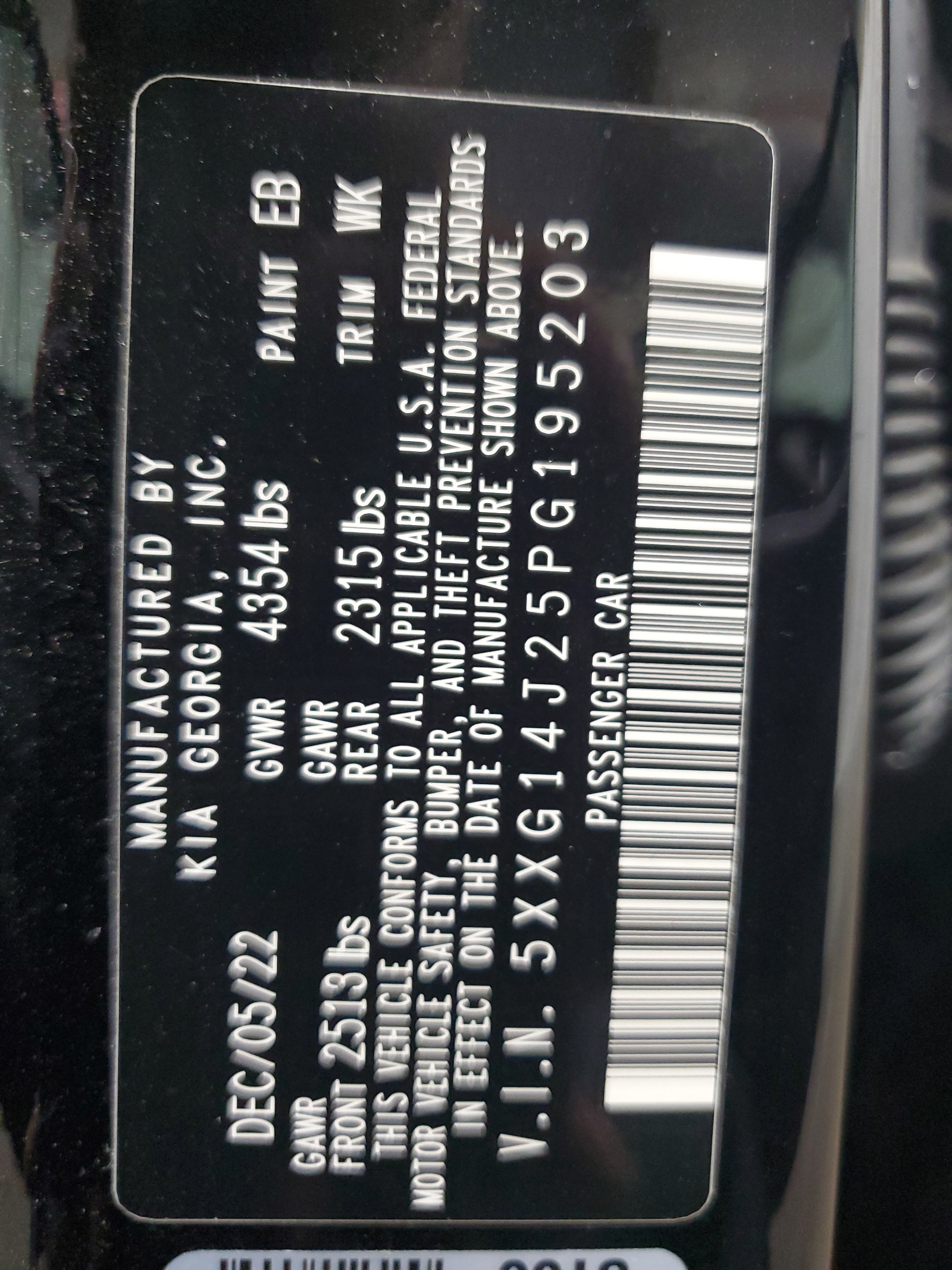 5XXG14J25PG195203 2023 Kia K5 Lxs