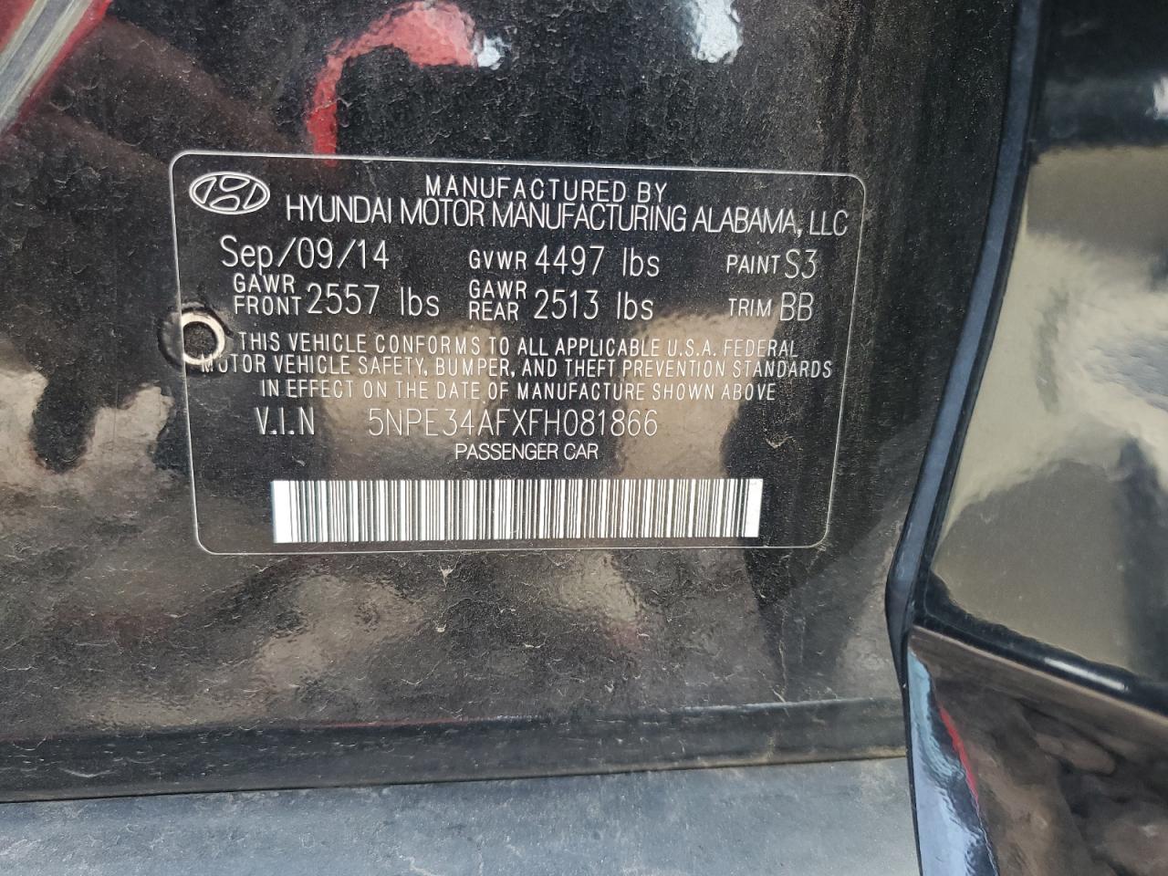 2015 Hyundai Sonata Sport VIN: 5NPE34AFXFH081866 Lot: 66118674