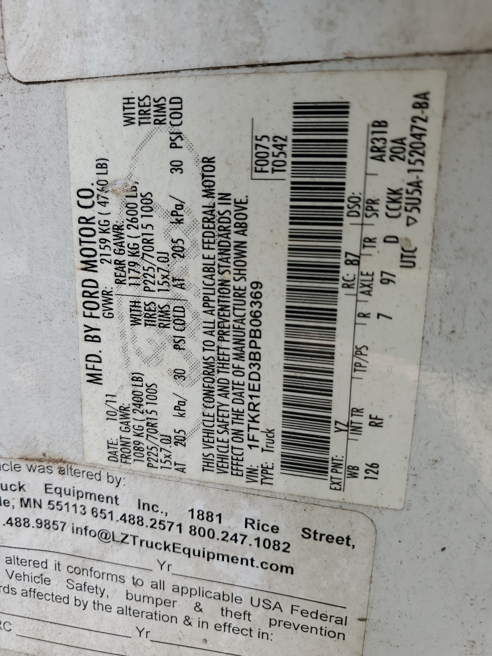 1FTKR1ED3BPB06369 2011 Ford Ranger Super Cab