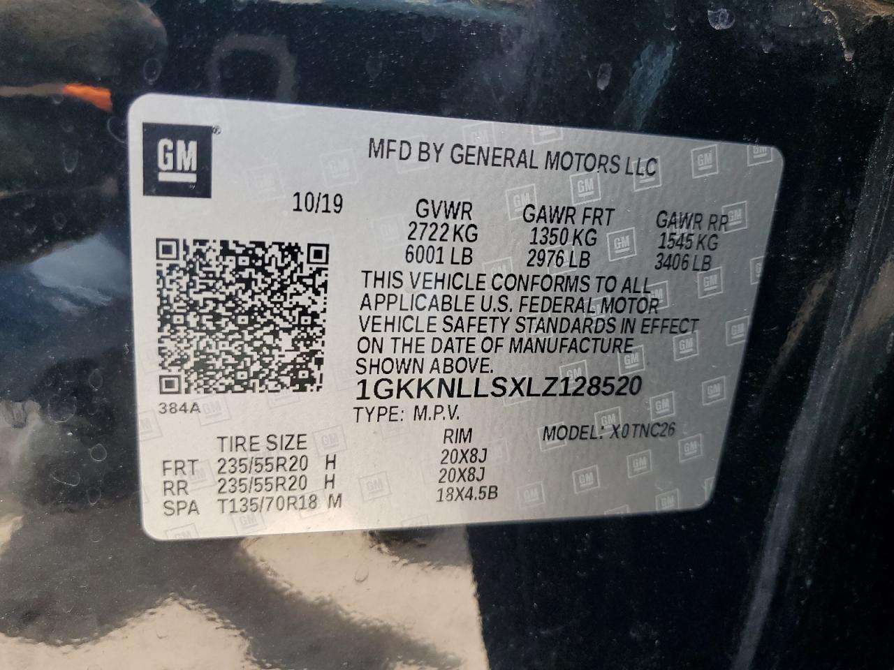 2020 GMC Acadia At4 VIN: 1GKKNLLSXLZ128520 Lot: 66521484