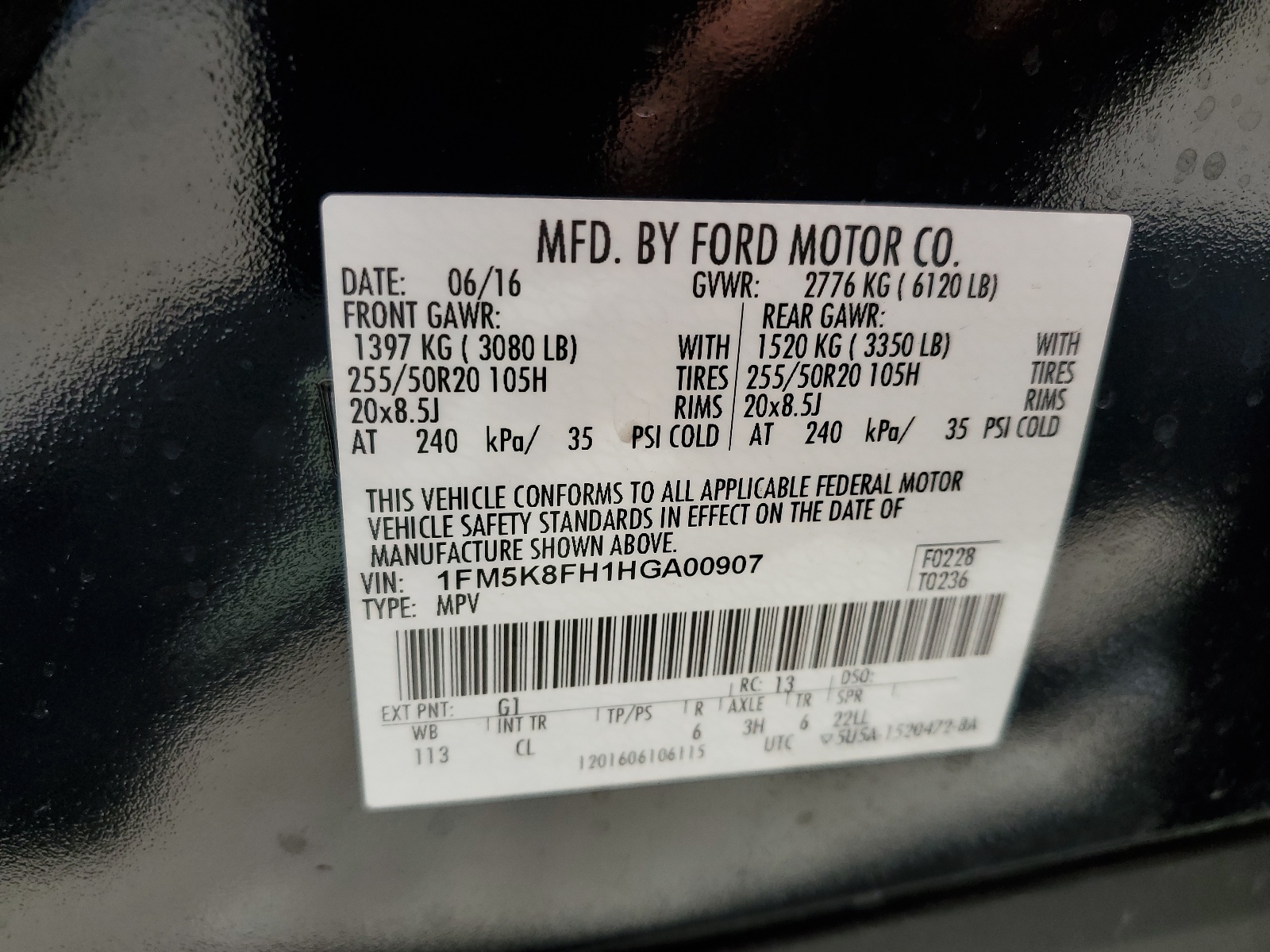 1FM5K8FH1HGA00907 2017 Ford Explorer Limited