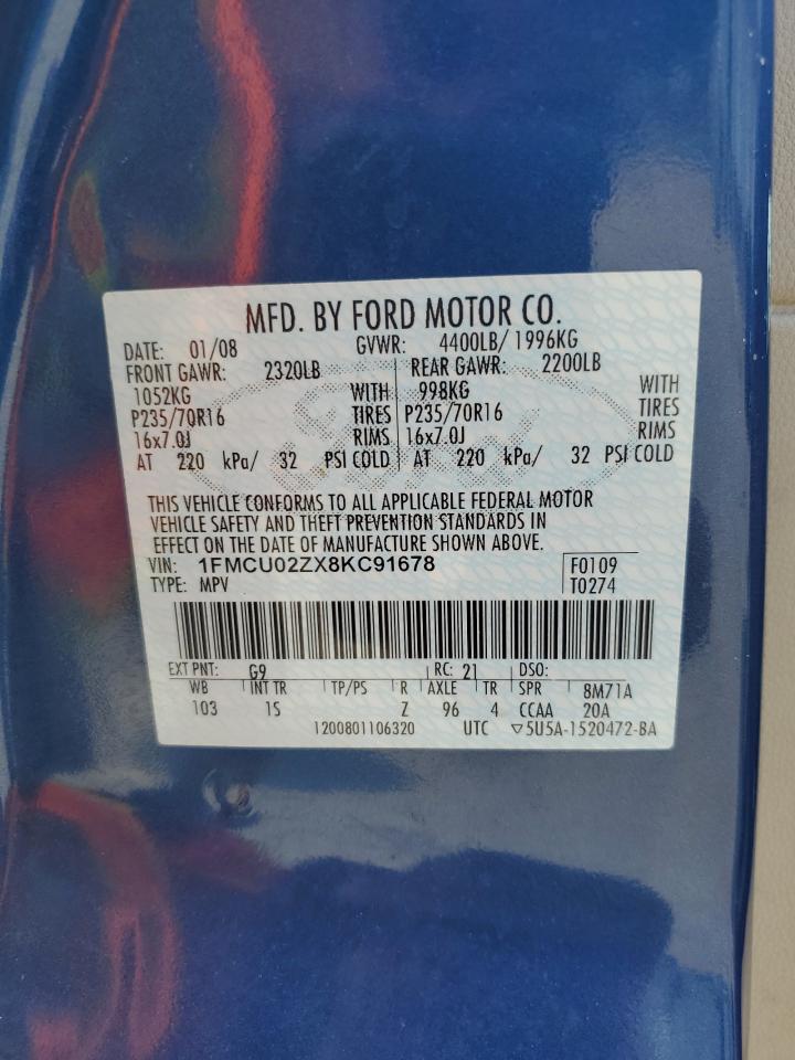 2008 Ford Escape Xls VIN: 1FMCU02ZX8KC91678 Lot: 65970804