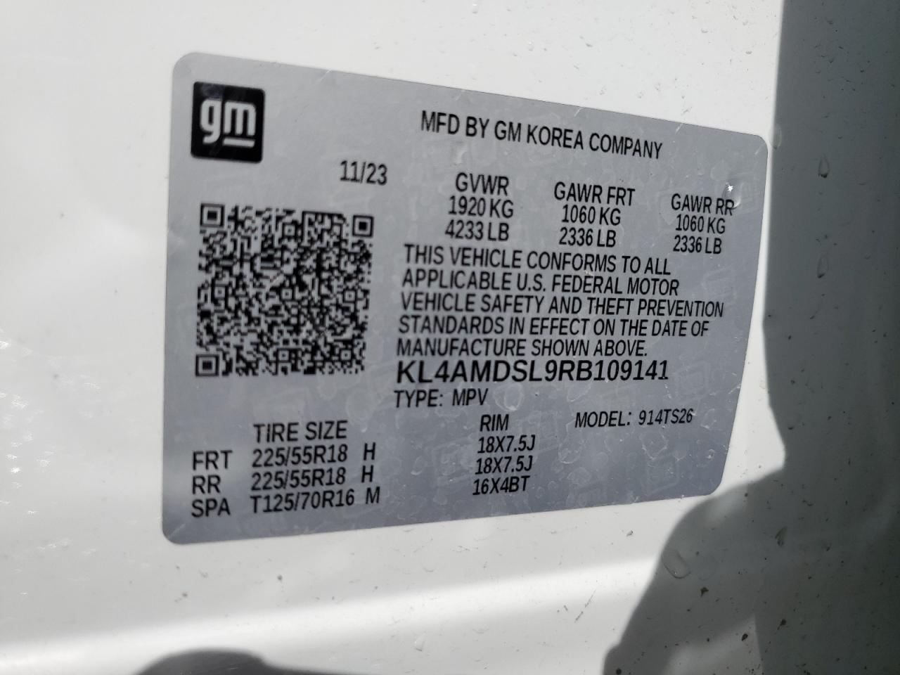 2024 Buick Encore Gx Sport Touring VIN: KL4AMDSL9RB109141 Lot: 66150644