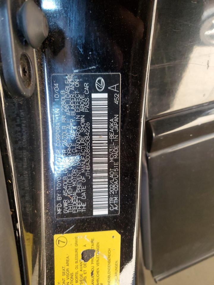 2005 Lexus Es 330 VIN: JTHBA30G855084226 Lot: 66171644