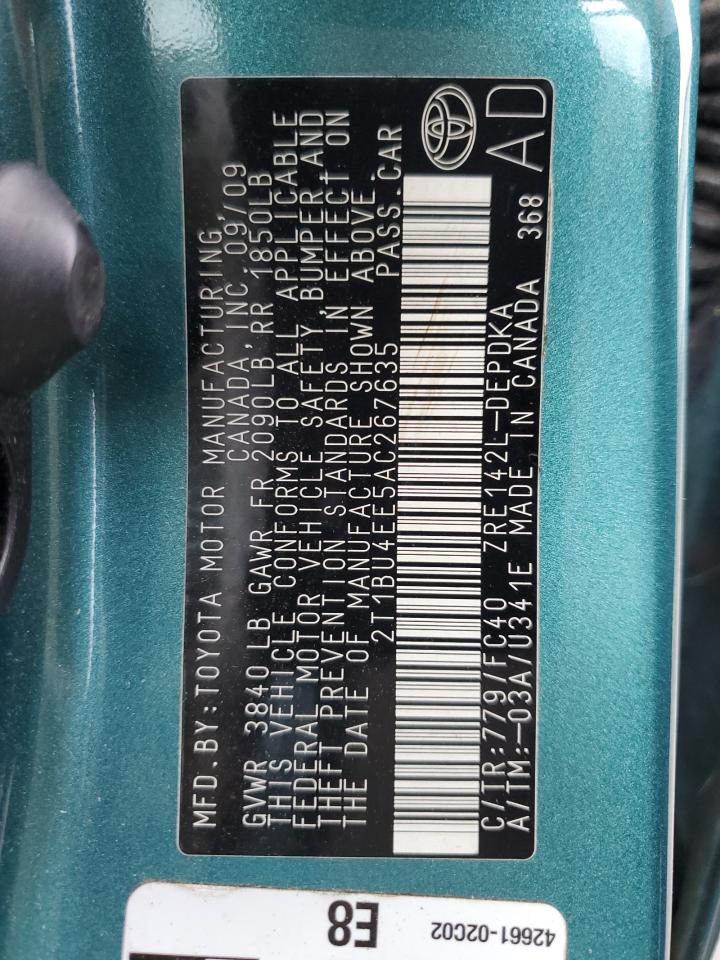 2010 Toyota Corolla Base VIN: 2T1BU4EE5AC267635 Lot: 65961614