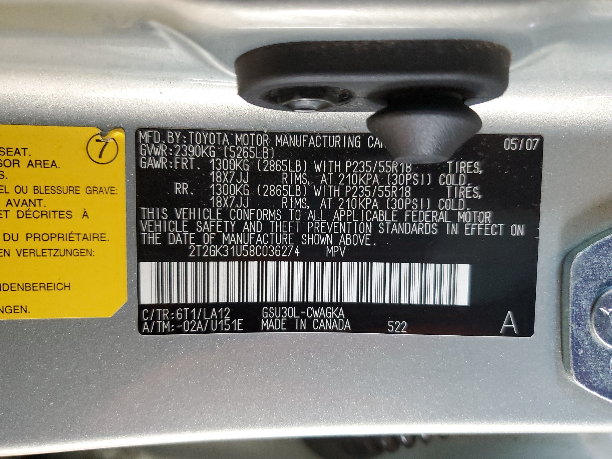 2T2GK31U58C036274 2008 Lexus Rx 350