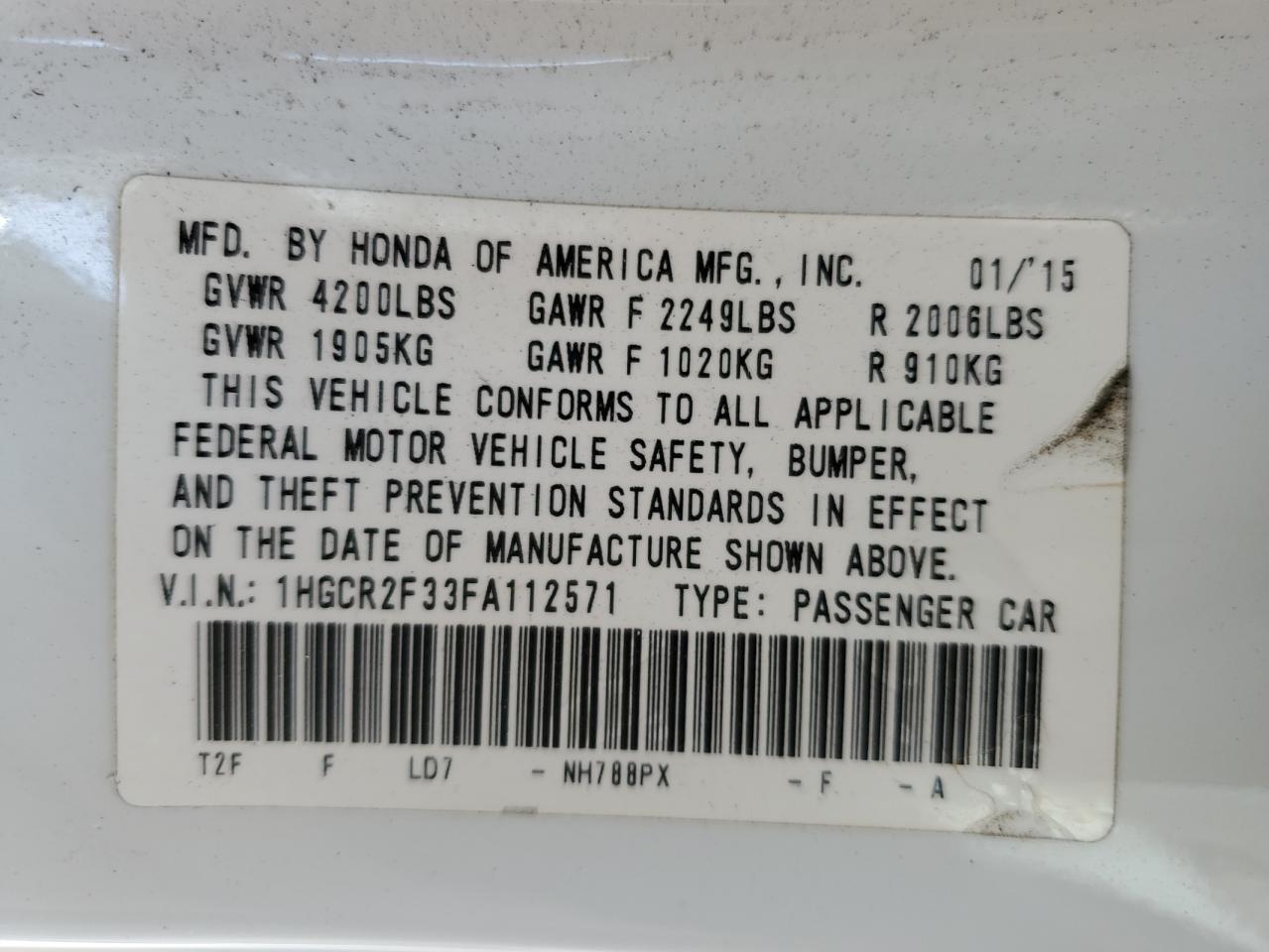 1HGCR2F33FA112571 2015 HONDA ACCORD - Image 12