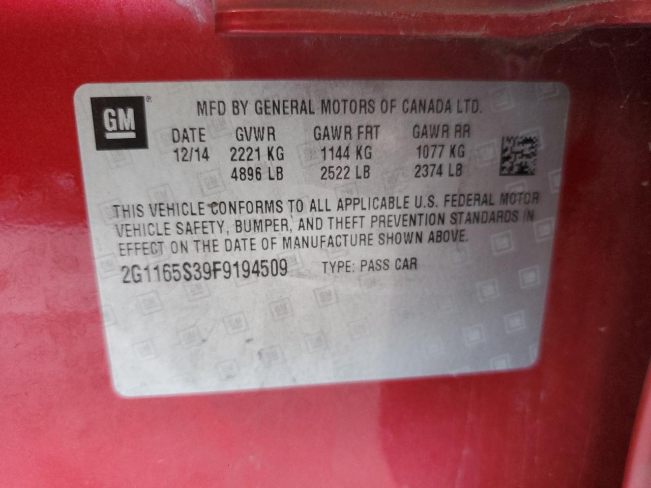 2G1165S39F9194509 2015 Chevrolet Impala Ltz 2G1165S39F9194509 2015 Chevrolet Impala Ltz