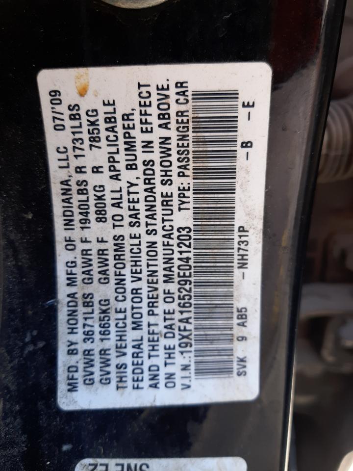 2009 Honda Civic Lx VIN: 19XFA16529E041203 Lot: 62954914