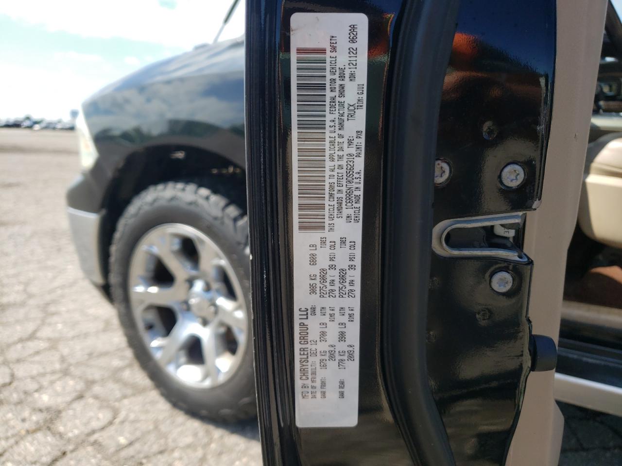 2013 Ram 1500 Laramie VIN: 1C6RR6NT0DS562310 Lot: 66085044