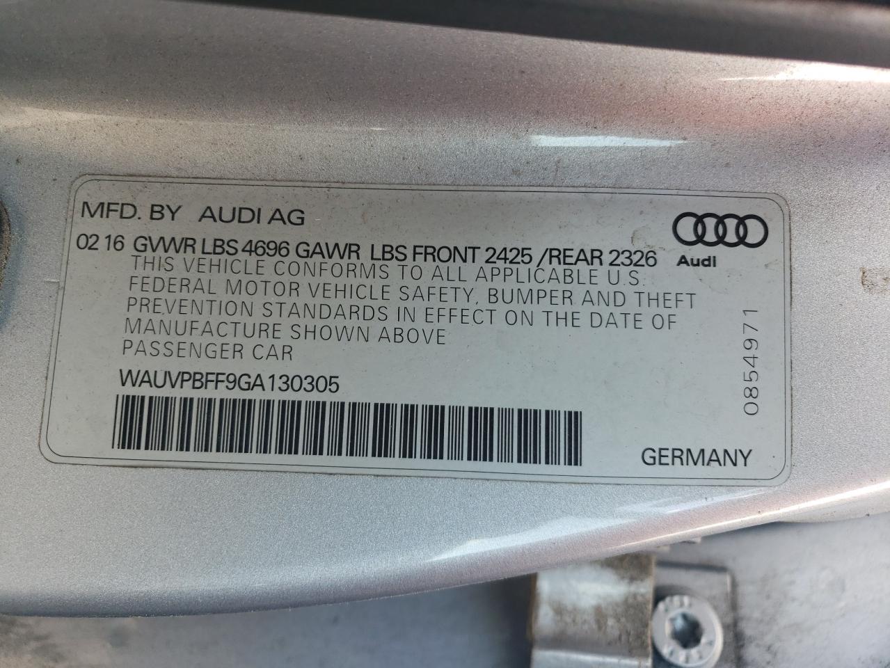 WAUVPBFF9GA130305 2016 Audi A3 E-Tron Premium Ultra