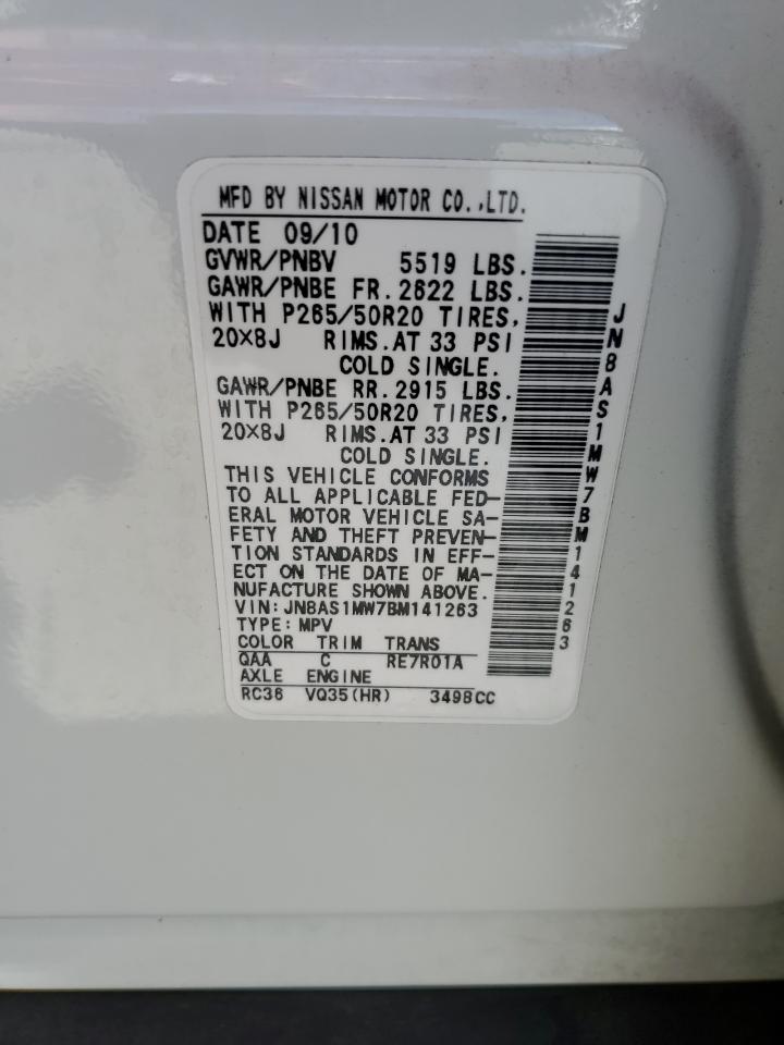 2011 Infiniti Fx35 VIN: JN8AS1MW7BM141263 Lot: 67790734