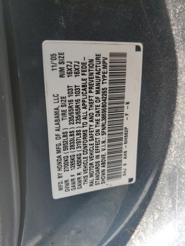 5FNRL38696B042265 2006 Honda Odyssey Exl