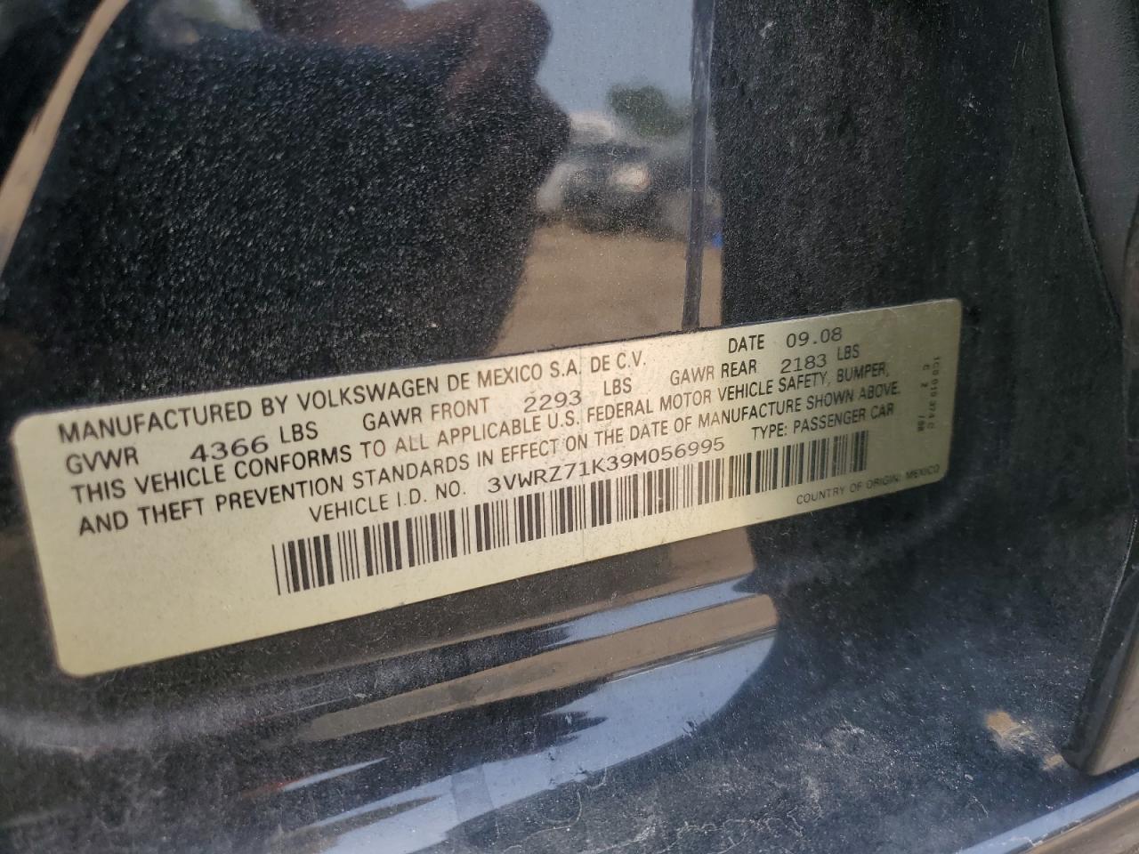 2009 Volkswagen Jetta Se VIN: 3VWRZ71K39M056995 Lot: 67374594