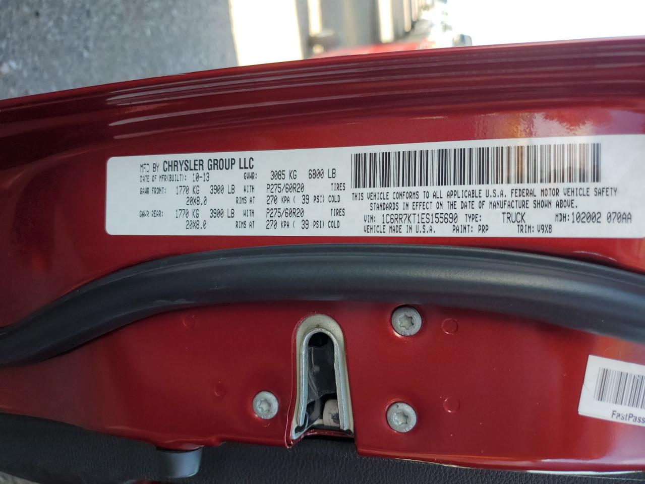 2014 Ram 1500 St VIN: 1C6RR7KT1ES155690 Lot: 66041064