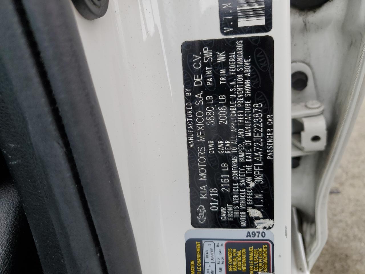 2018 Kia Forte Lx VIN: 3KPFL4A72JE223878 Lot: 65868274