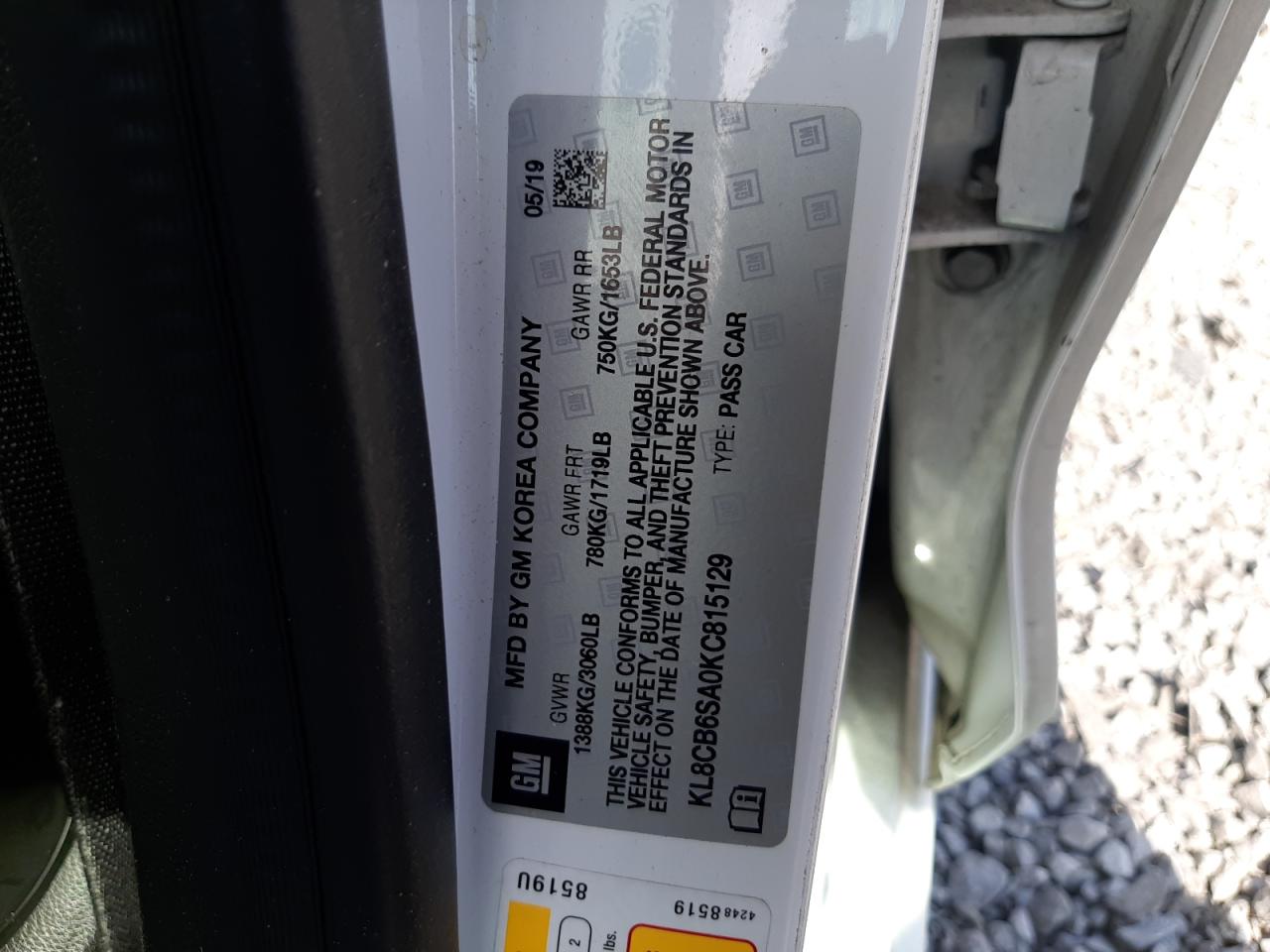KL8CB6SA0KC815129 2019 Chevrolet Spark Ls KL8CB6SA0KC815129 2019 Chevrolet Spark Ls