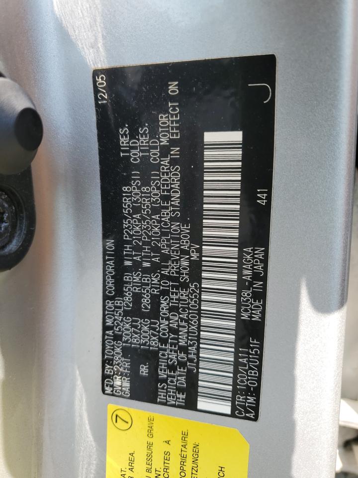 2006 Lexus Rx 330 VIN: JTJHA31UX60105525 Lot: 67233034