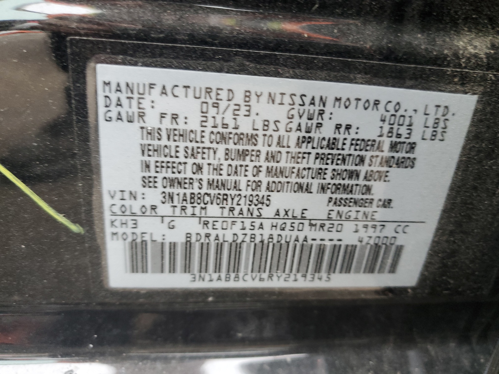 3N1AB8CV6RY219345 2024 Nissan Sentra Sv