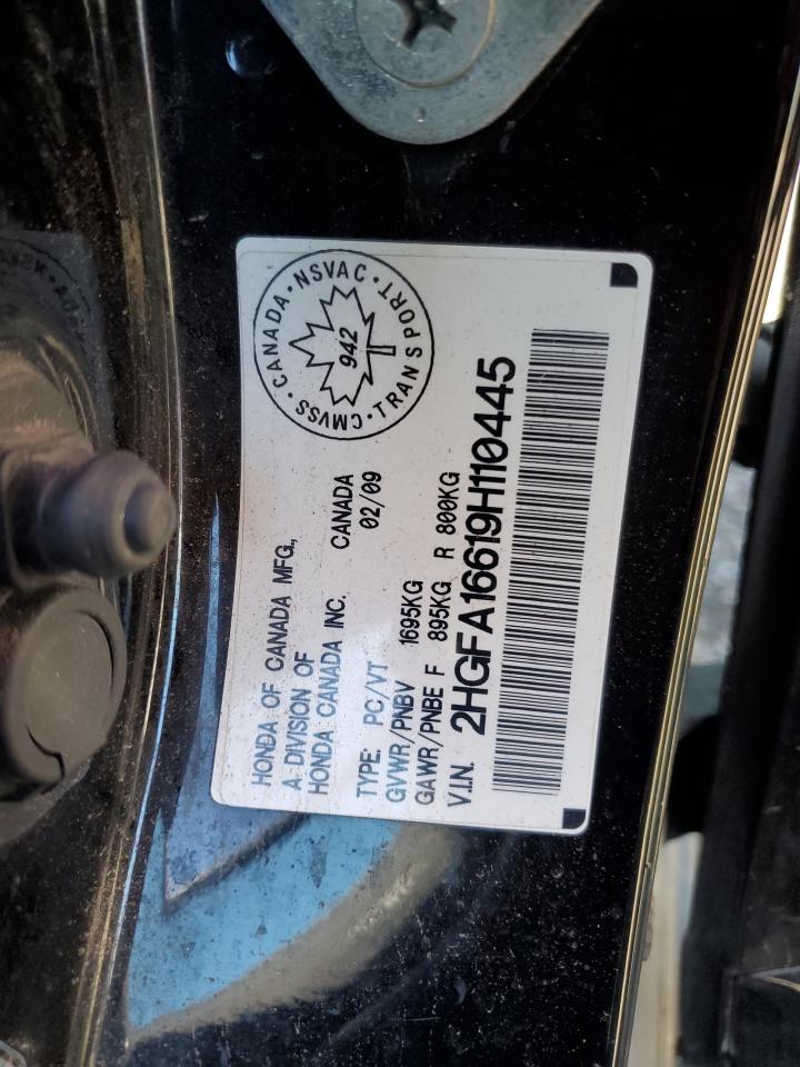 2009 Honda Civic Lx-S VIN: 2HGFA16619H110445 Lot: 66232084