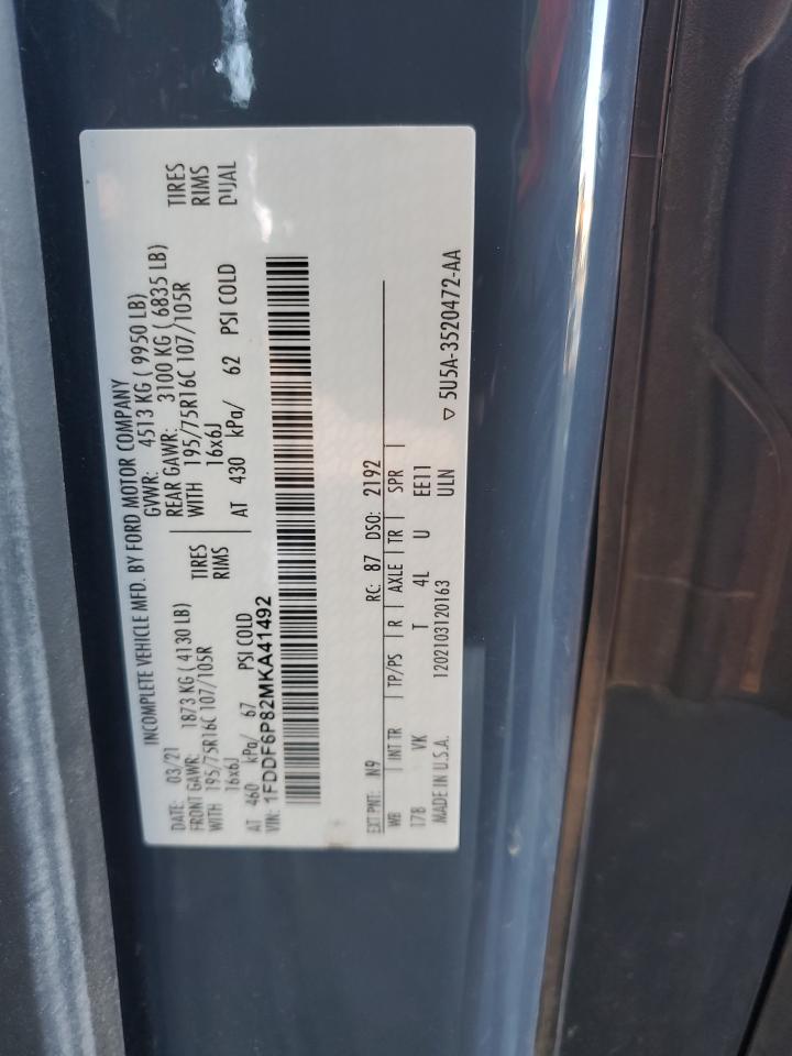 2021 Ford Transit T-350 Hd VIN: 1FDDF6P82MKA41492 Lot: 68688634