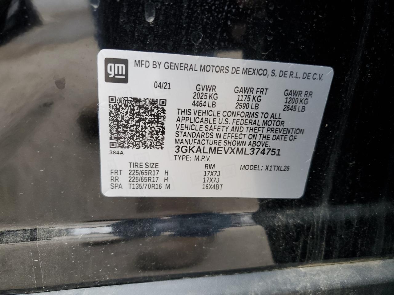 2021 GMC Terrain Sle VIN: 3GKALMEVXML374751 Lot: 66508414