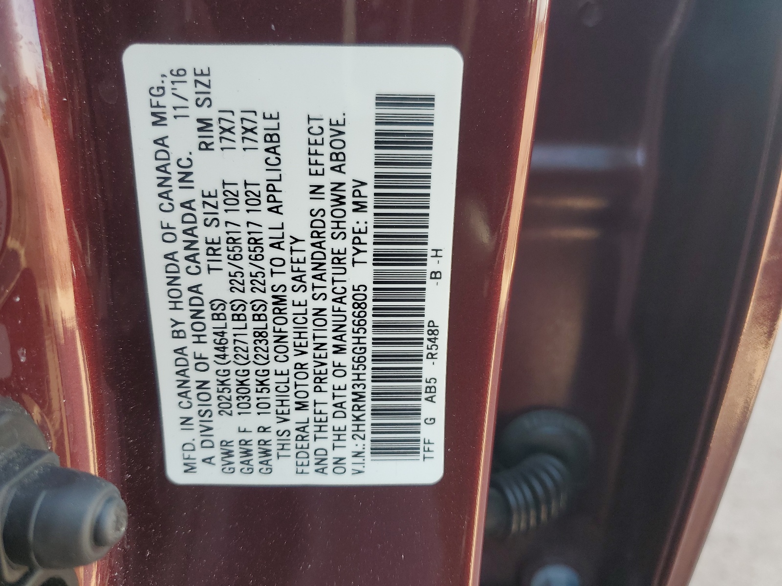 2HKRM3H56GH566805 2016 Honda Cr-V Ex