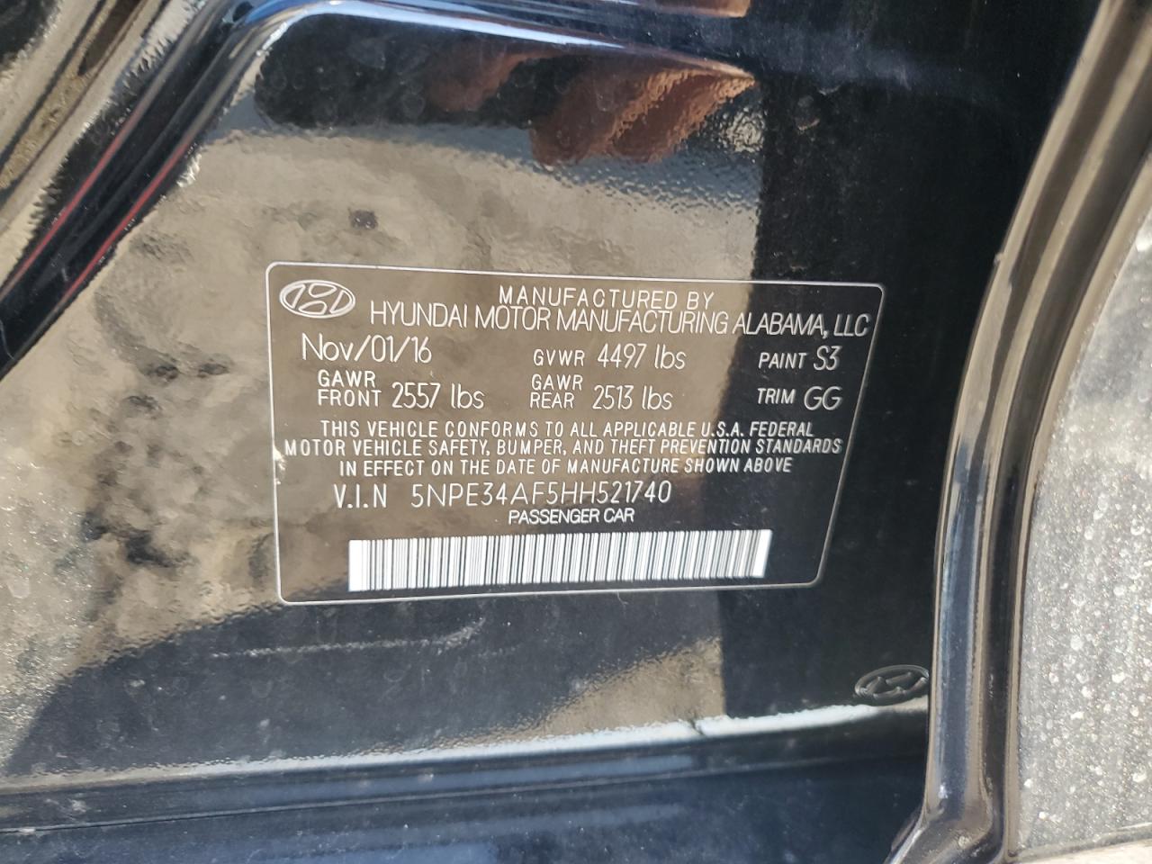 5NPE34AF5HH521740 2017 Hyundai Sonata Sport