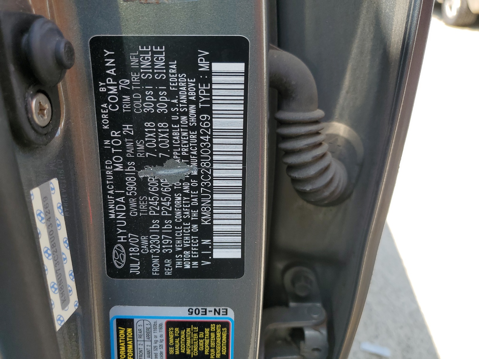 KM8NU73C28U034269 2008 Hyundai Veracruz Gls