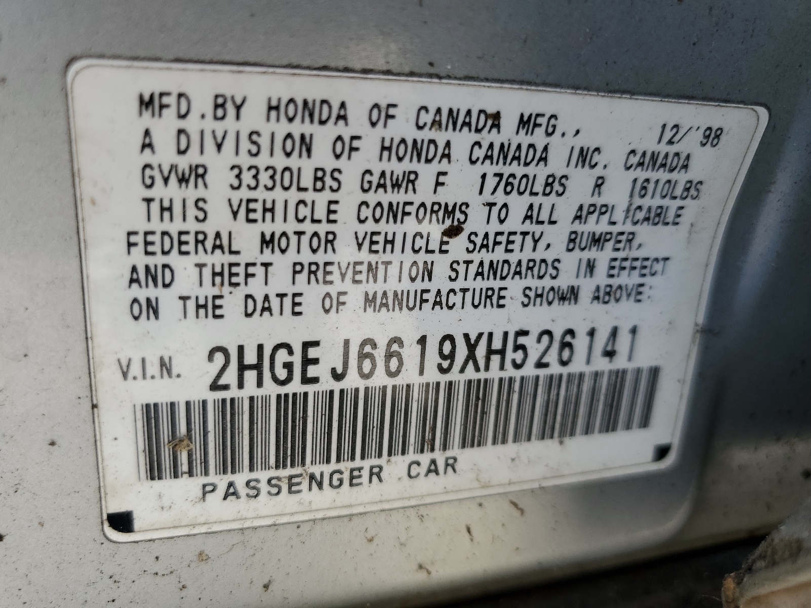 2HGEJ6619XH526141 1999 Honda Civic Base
