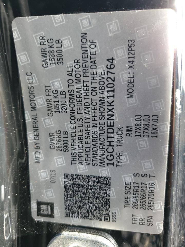 2019 Chevrolet Colorado Z71 VIN: 1GCHTDENXK1102764 Lot: 69728755