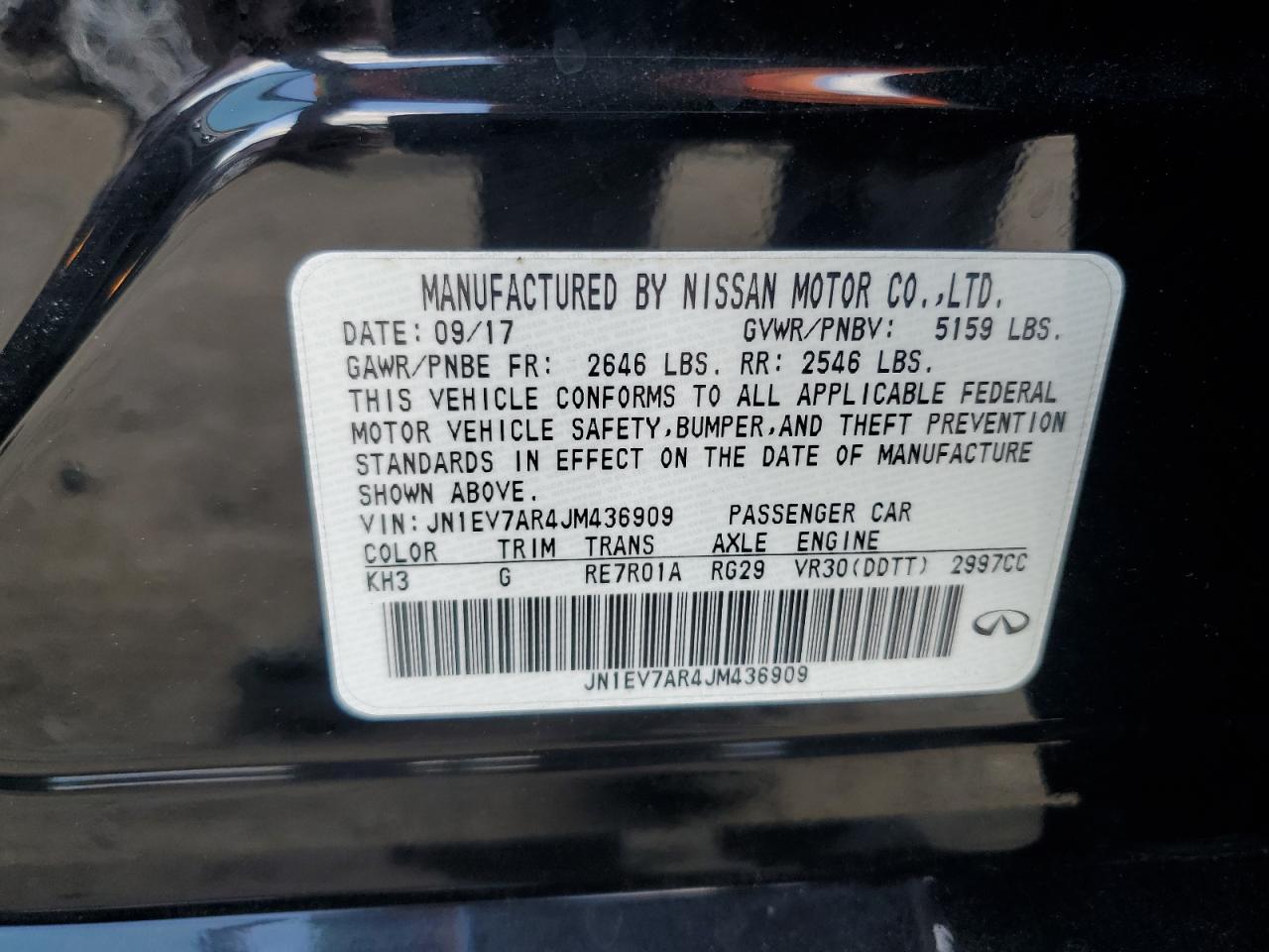 2018 Infiniti Q50 Luxe VIN: JN1EV7AR4JM436909 Lot: 68012405