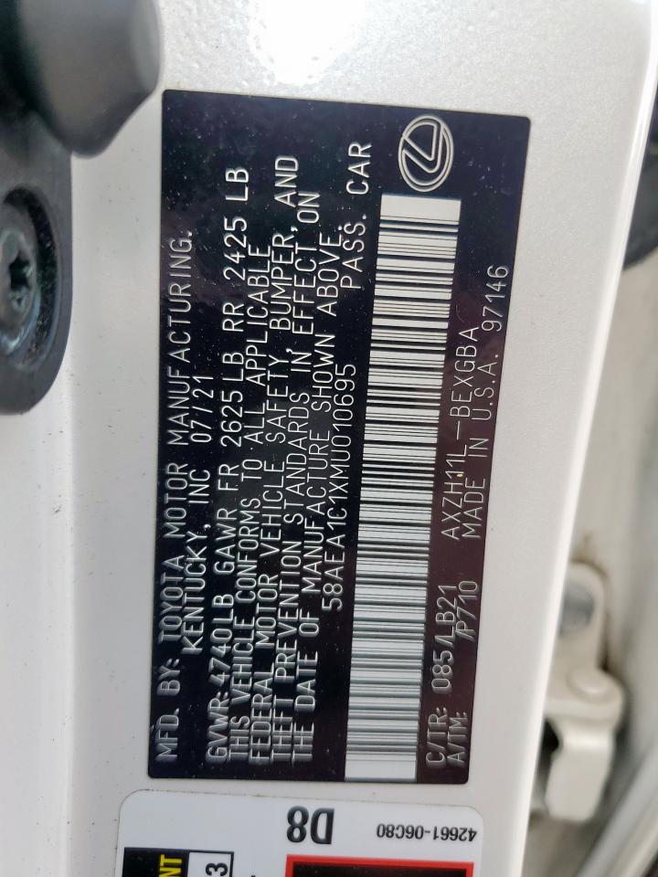 2021 Lexus Es 300H Luxury VIN: 58AEA1C1XMU010695 Lot: 80331225