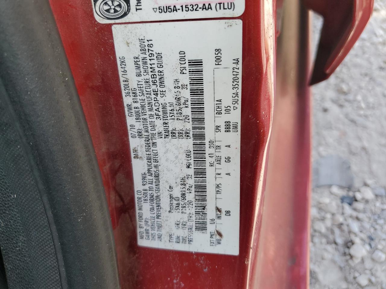 2011 Ford Fiesta Se VIN: 3FADP4EJ6BM119781 Lot: 69462705