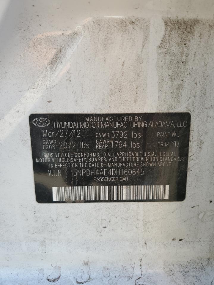 2013 Hyundai Elantra Gls VIN: 5NPDH4AE4DH160645 Lot: 69454885