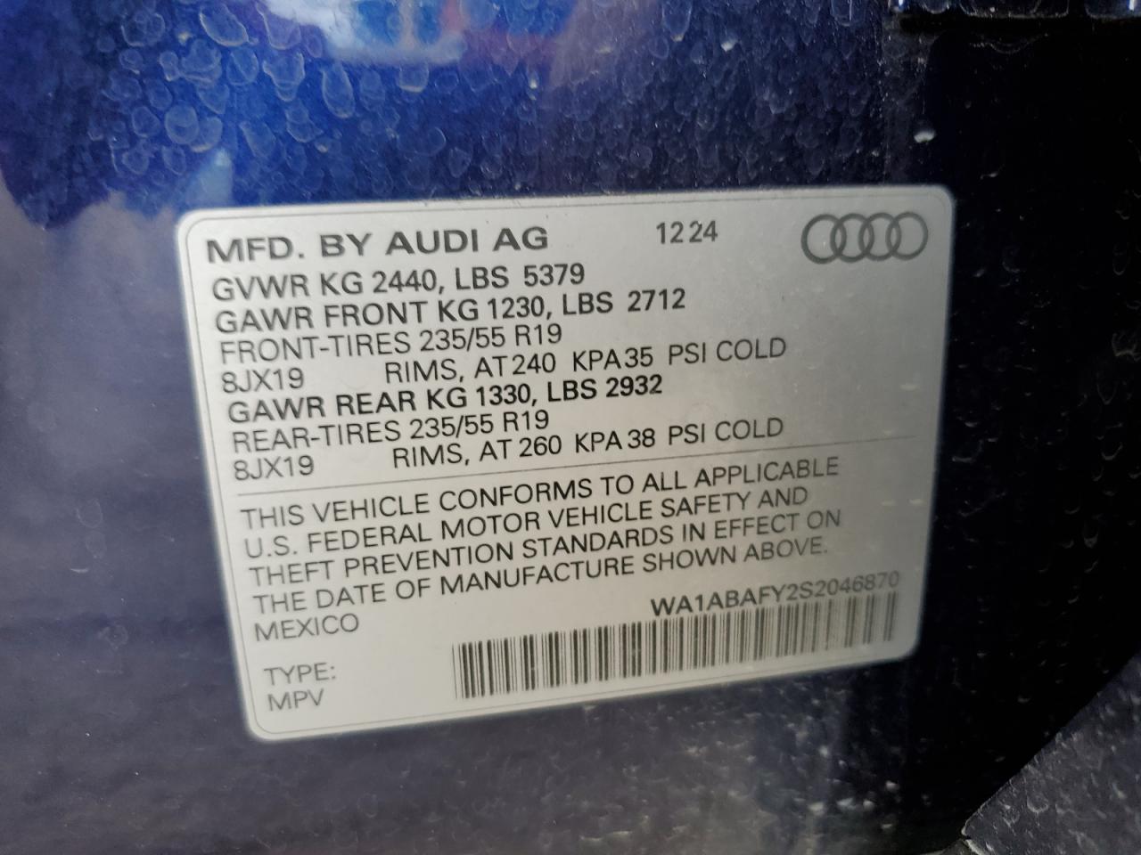2025 Audi Q5 Premium 40 VIN: WA1ABAFY2S2046870 Lot: 70283405