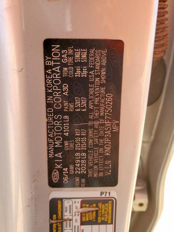 2015 Kia Soul + VIN: KNDJP3A5XF7750260 Lot: 69571555